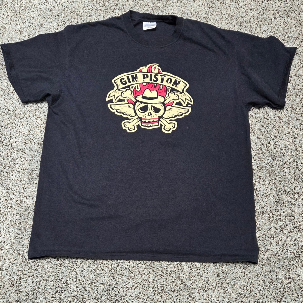 Port Company Graphic Tee Skull Bones Flame Design T-Shirt XL